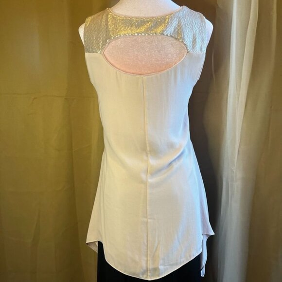 BCBG Maxazria Bianca Sequins Bare Pink Flowy Tunic Top Size XS - Picture 4 of 10